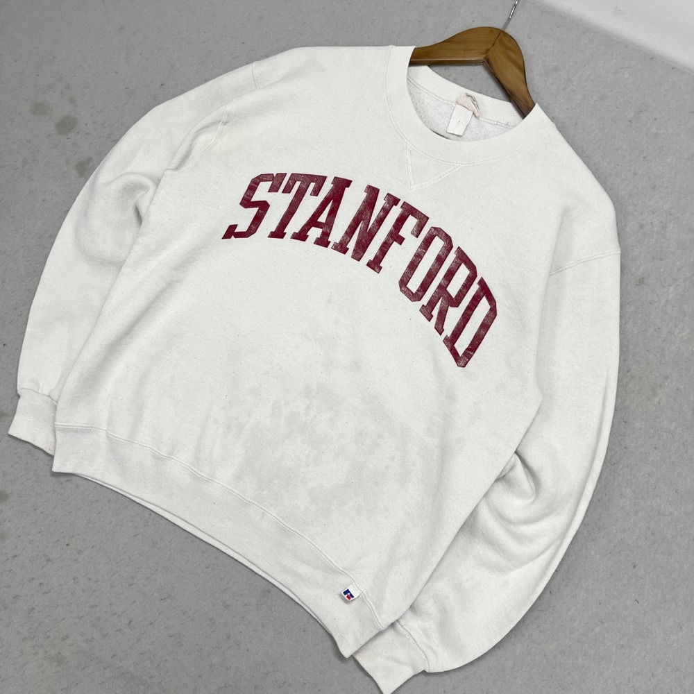 Vintage 90s Russell Athletic Stanford University Sweatshirt Spellout College - Picture 2 of 9